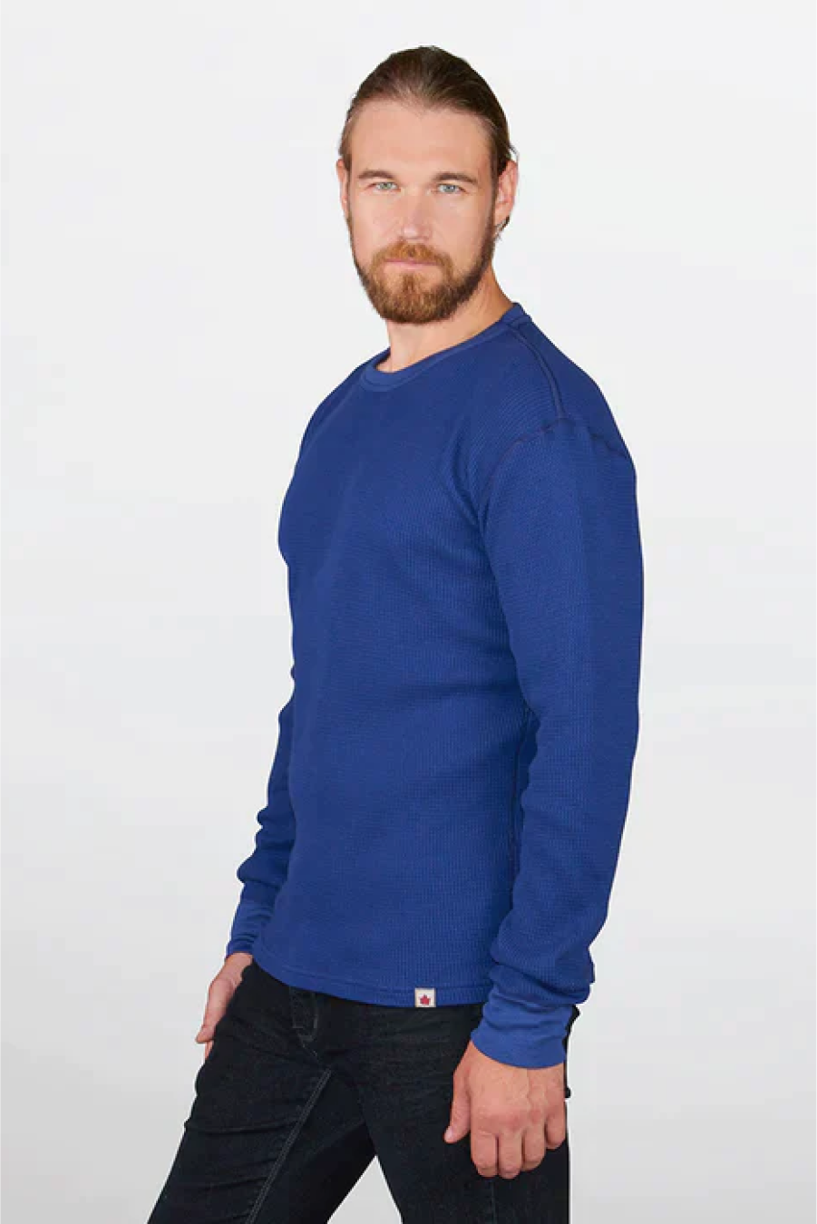 Stanfield's Undershirt Waffle Knit Henley. Long Sleeve in Grey or Indigo