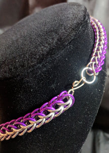 Purple and Silver Persian Weave Chainmail Necklace and Bracelet Set