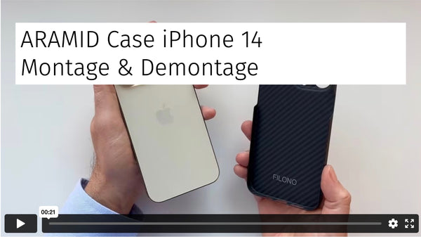 Zum Montagevideo für das Filono iPhone 14 Aramid Case