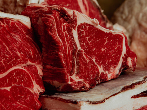 Dry Aged Ribeye Steak On A Butcher's Block At Thomas Joseph Butchery