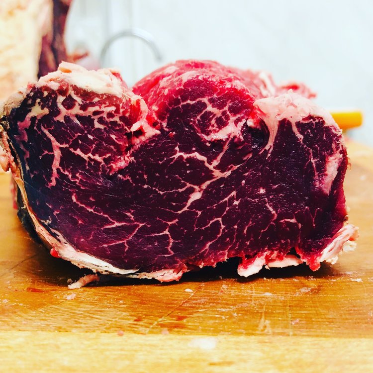 grass fed, dry-aged beef