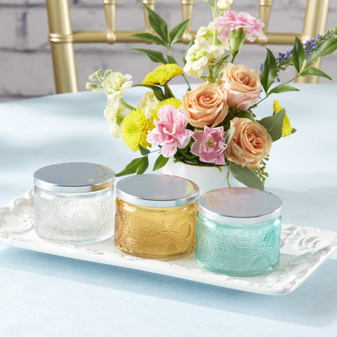 The Perfect Garden Party  - colored glass favor jar votives with lid