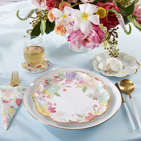 The Perfect Garden Party - floral coasters, paper plates, and napkins