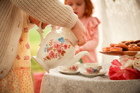 posh tea party at the park with daughters