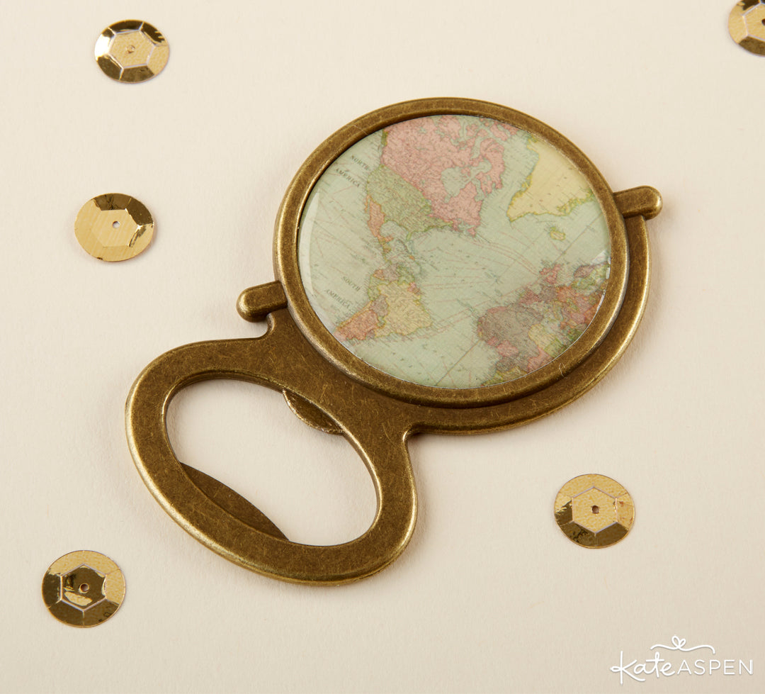 Gold Globe Bottle Opener | Giveaway: A Wedding Full of Favors | Kate Aspen