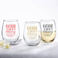 Thumbnail for Personalized 15 oz. Stemless Wine Glass - Eat, Drink, Be Merry