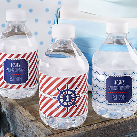 Nautical Water Bottle Wrappers-Nautical Party Favors-Nautical Boat-Cruise  Ship-Anchor-Favors-Seaside Wedding-Bridal Shower