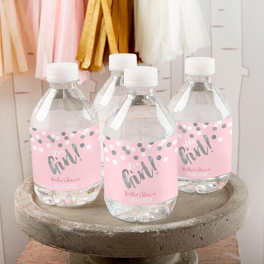 Personalized Pink Baby Bottle Favor Containers - 12 Pc.