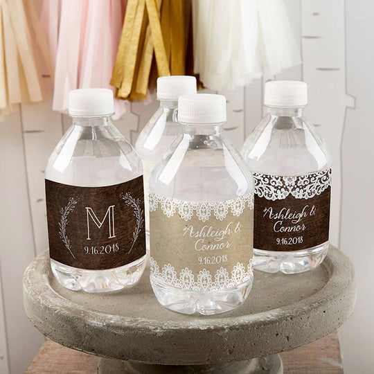 Personalized Water Bottle Labels - Rustic Charm Wedding