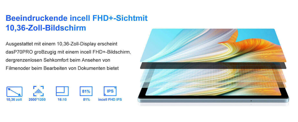 Beeindruckende incell FHD+-Sichtmit 10,36-Zoll-Bildschirm