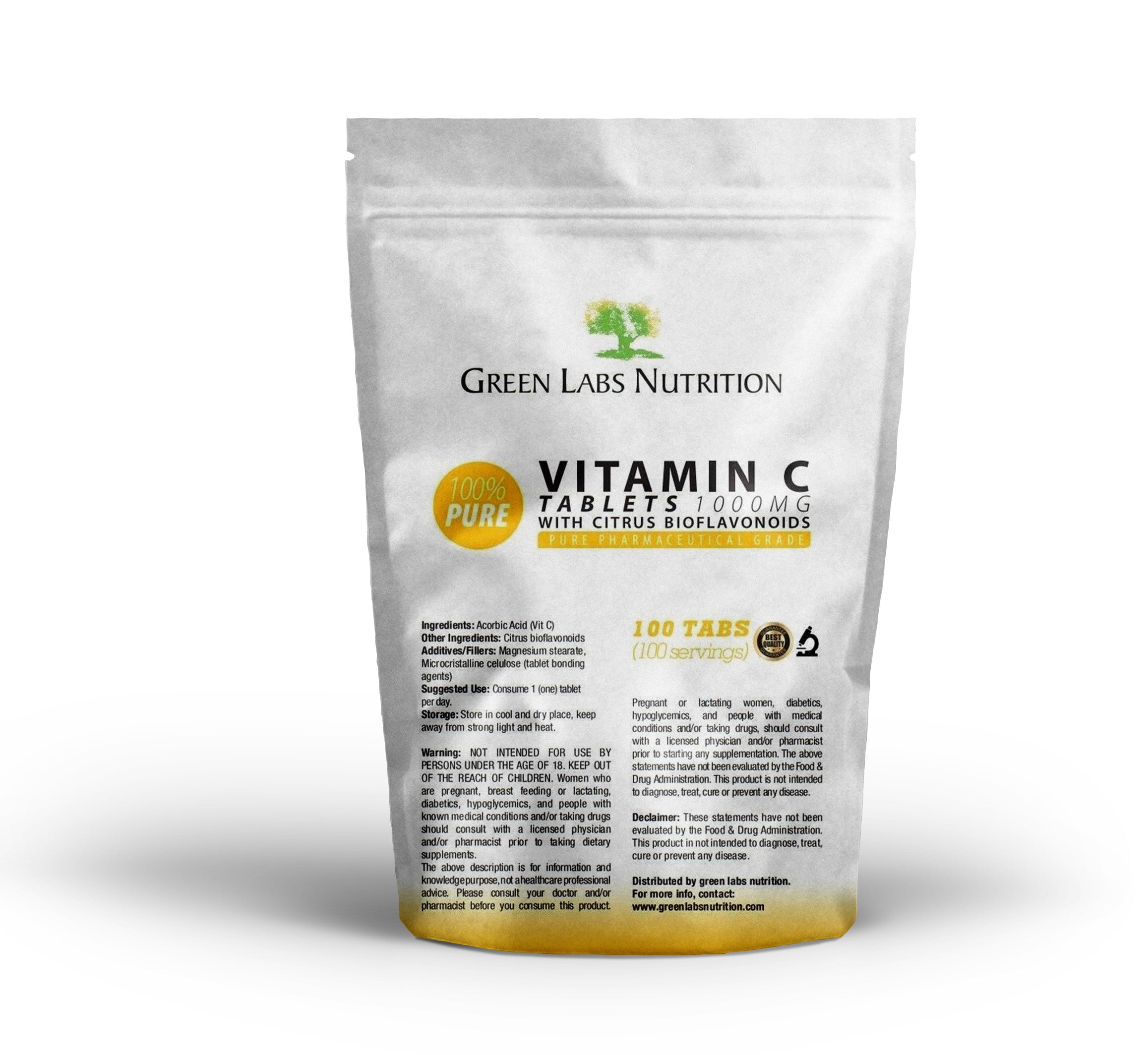 Vitamin C Ascorbic Acid 1000mg Tablets Green Labs Nutrition