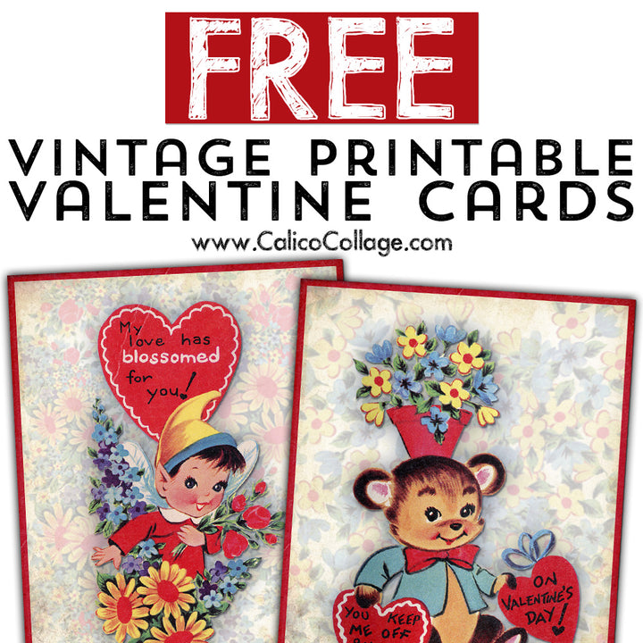 Free Vintage Valentine Cards Calicocollage