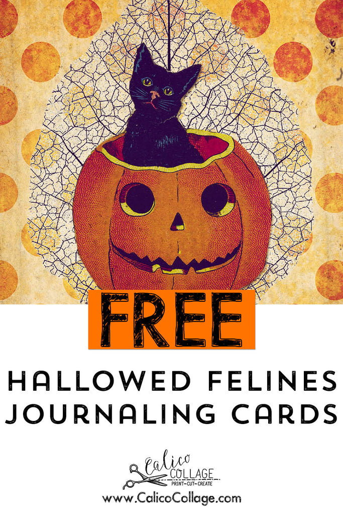 Free Printable Hallowed Felines Journaling Cards