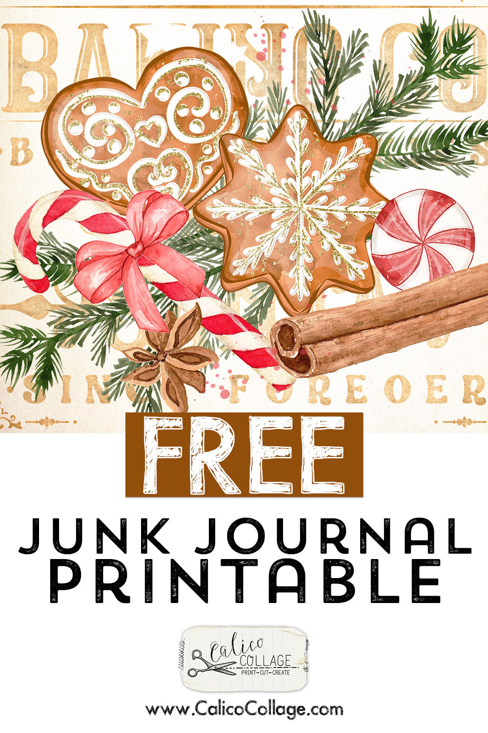 Gingerbread Cookie Christmas Ephemera - Junk Journal Printable