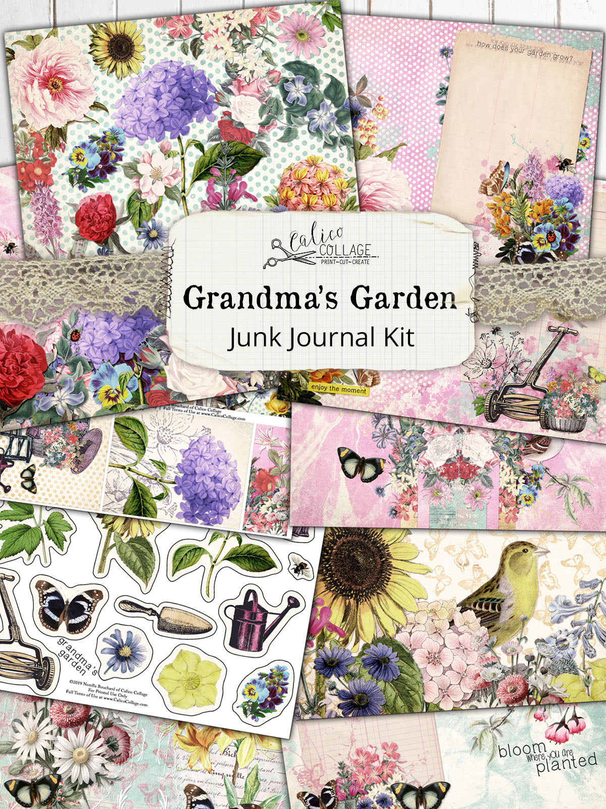 Grandma's Garden Printable Junk Journal Kit