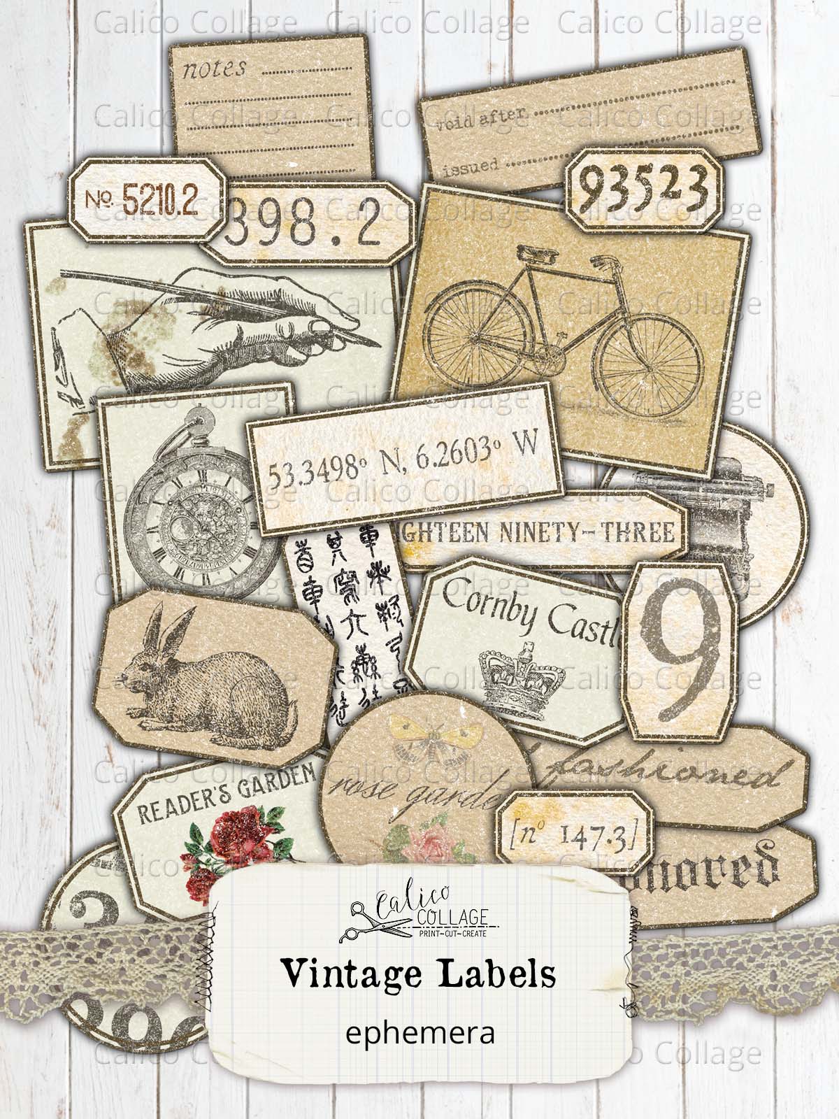 printable vintage labels junk journal supplies