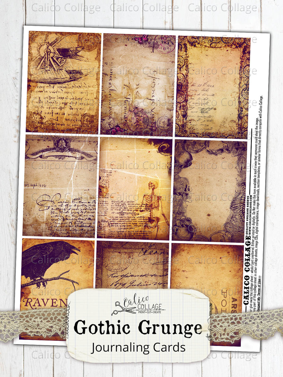 Printable Gothic Grunge Junk Journal Ephemera Cards – CalicoCollage