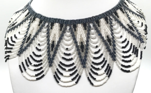 Blue Marbled Beaded Collar Necklace | Fashion ZENZII Jewelry