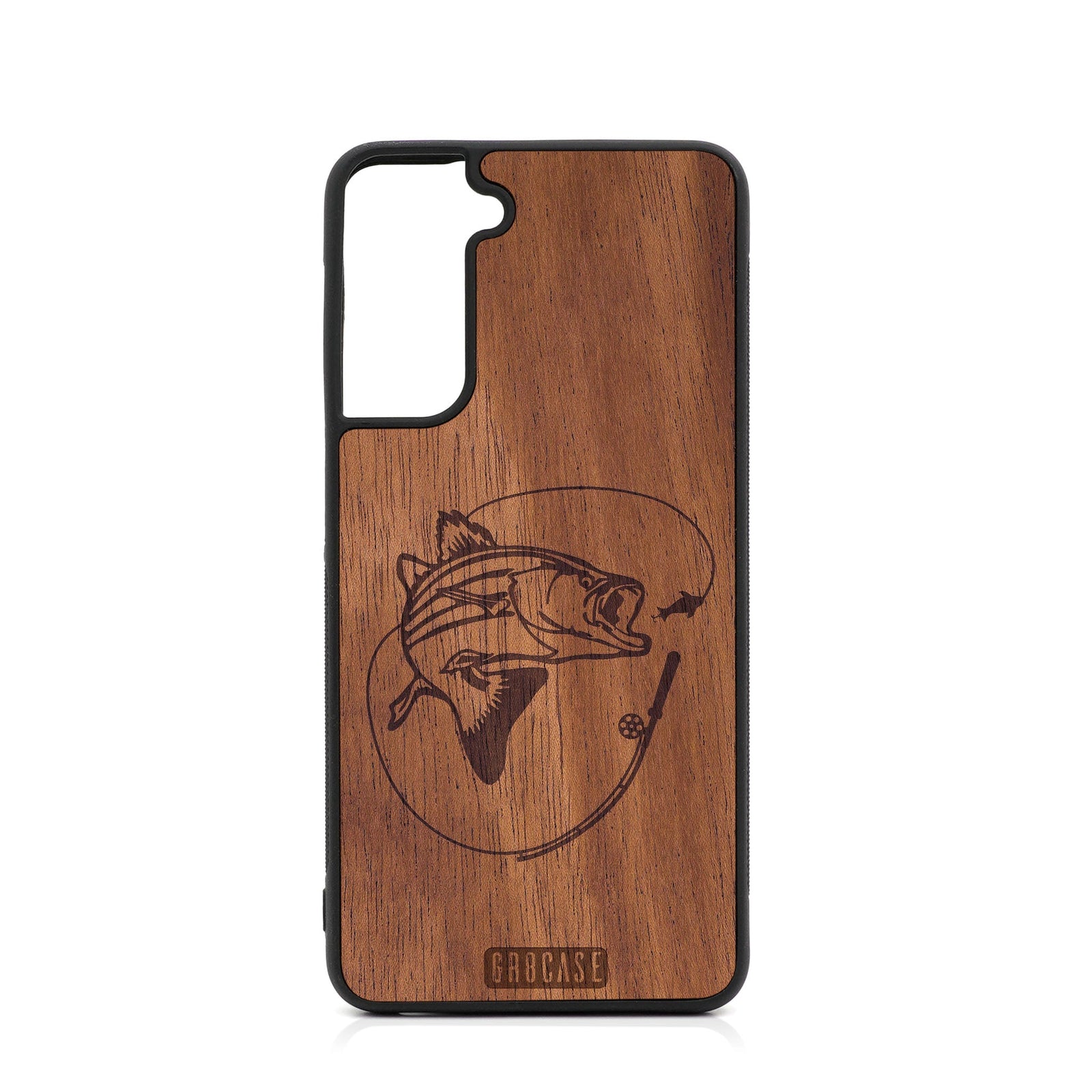iPhone XS Max Wood Case Fish and Reel Design