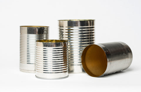Washed out tin food cans 