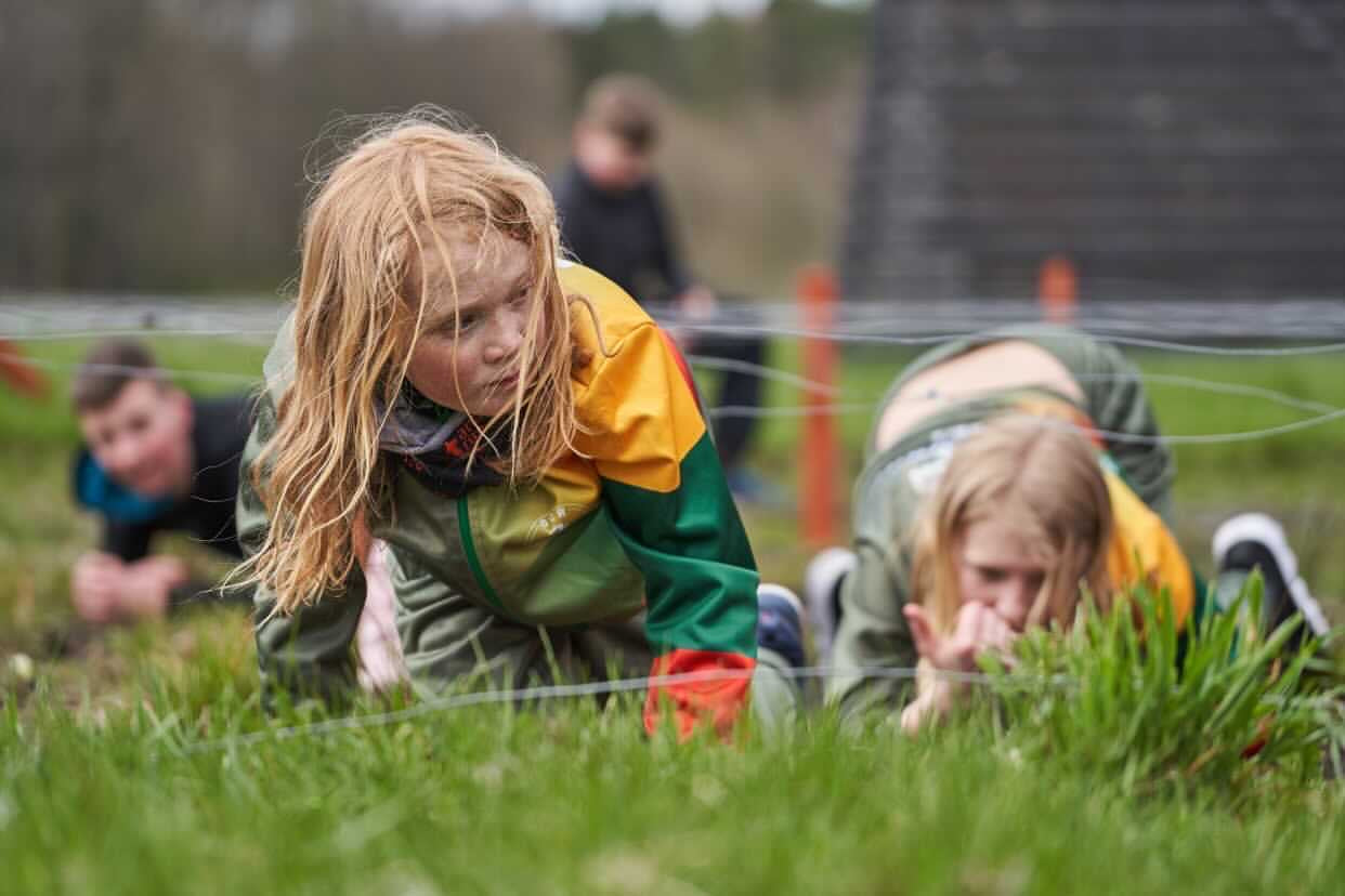 Samantha's kids doing an obstacle course