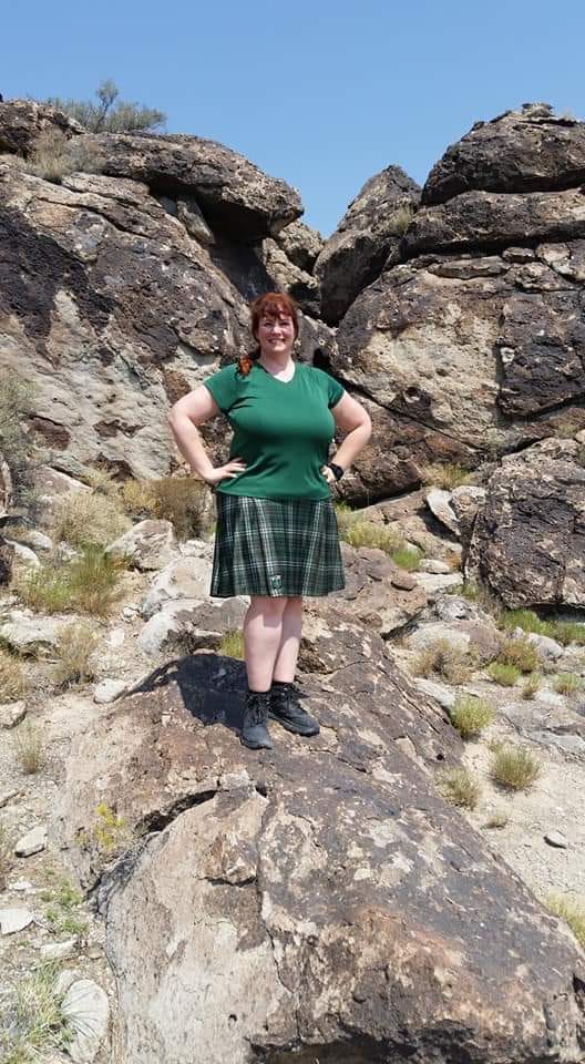 Woman wearing a Bolder skirt hiking