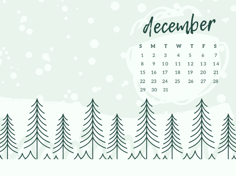 December 2019 Calendar iPad Wallpaper