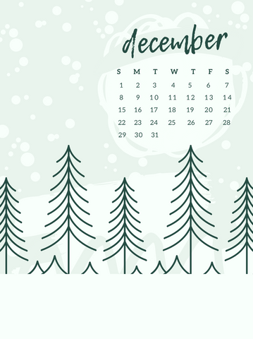 December 2019 Calendar iPad Wallpaper Vertical