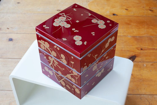 Two-Tier Cherry Blossom Square Bento Box | Purple