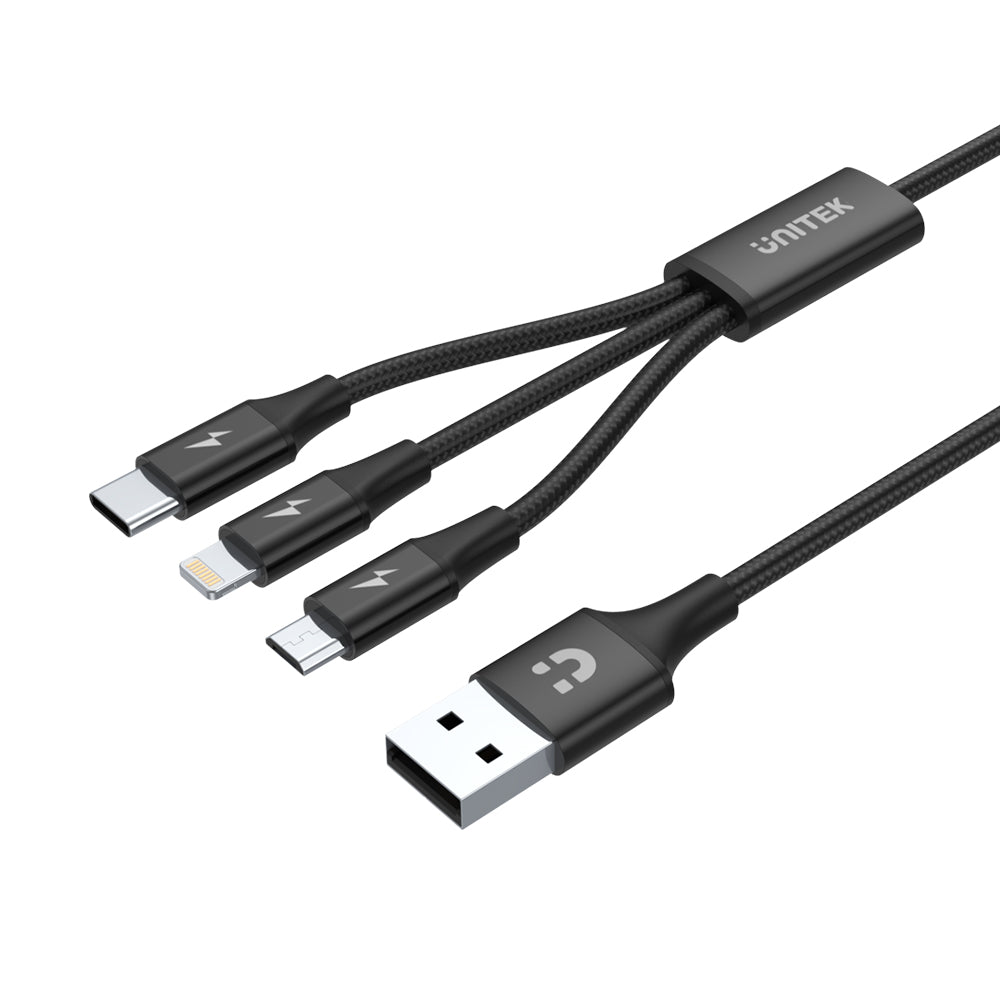3-in-1 USB-A to USB-C / Micro USB / Lightning Multi Charging Cable — UNITEK