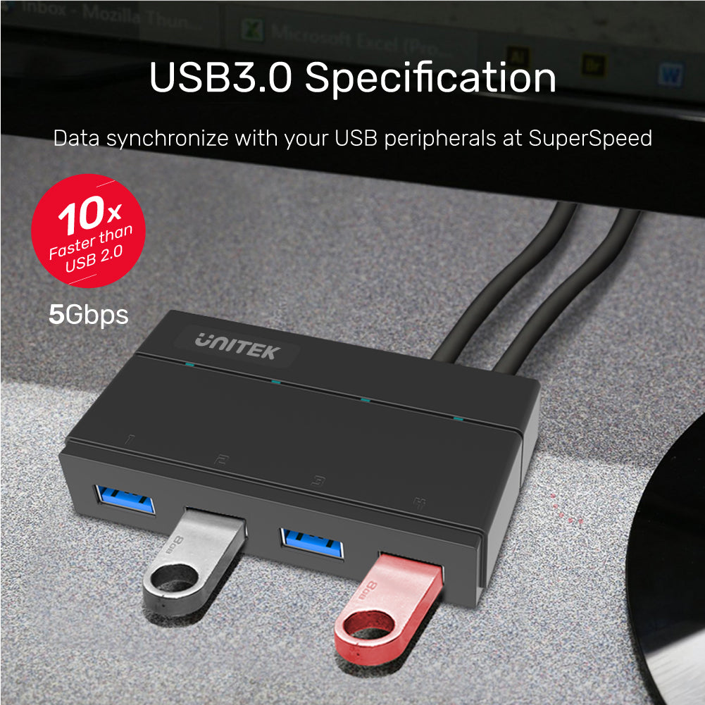 FIDECO Powered 7-Port USB Hub, USB 3.2 Gen 1 Data Hub with Independent  On/Off