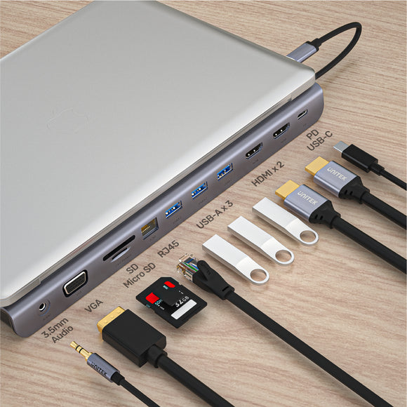 11-in-1 USB C Hub 4K USB C to HDMI Adapter SD/MicroSD Card Reader