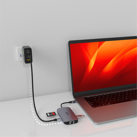 uHUB N9+ 9-in-1 USB-C Ethernet Hub with Dual Monitor, 100W Power Deliv