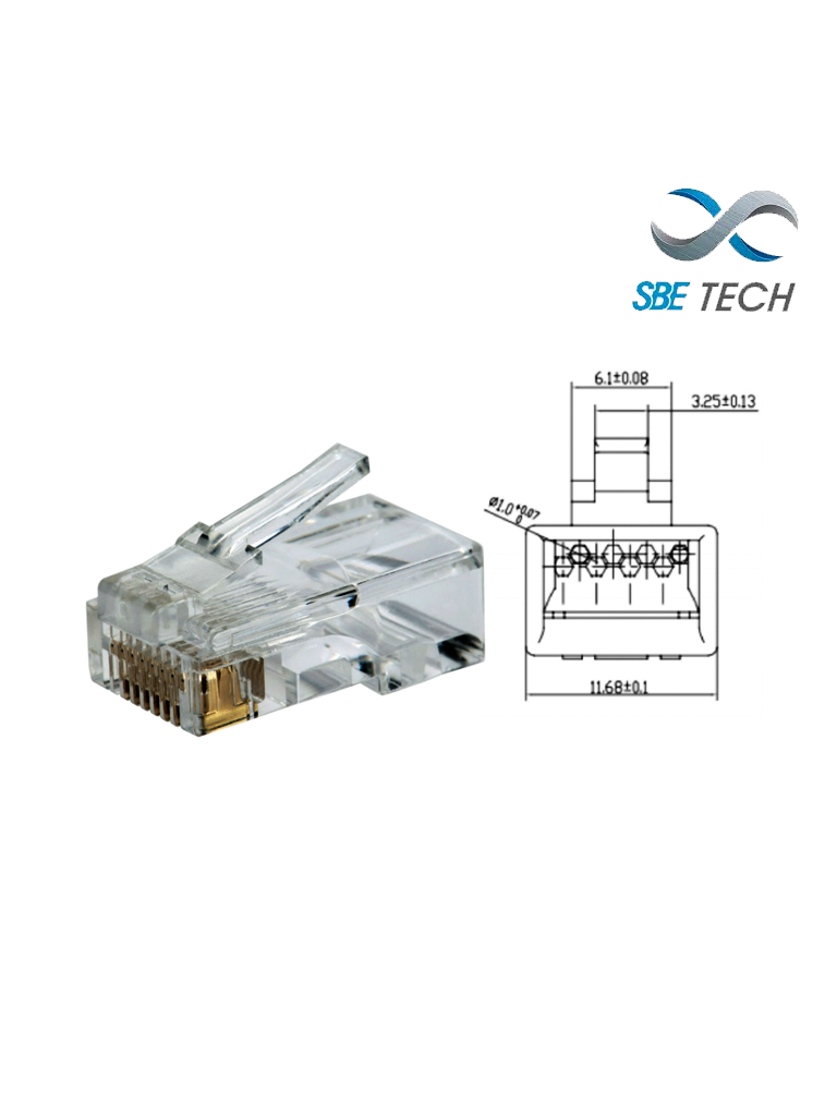 Sbetech Plugrj45c6 Conector Plug Rj45 Para Cable Utp Cat 6 Paquete 50 Piezas