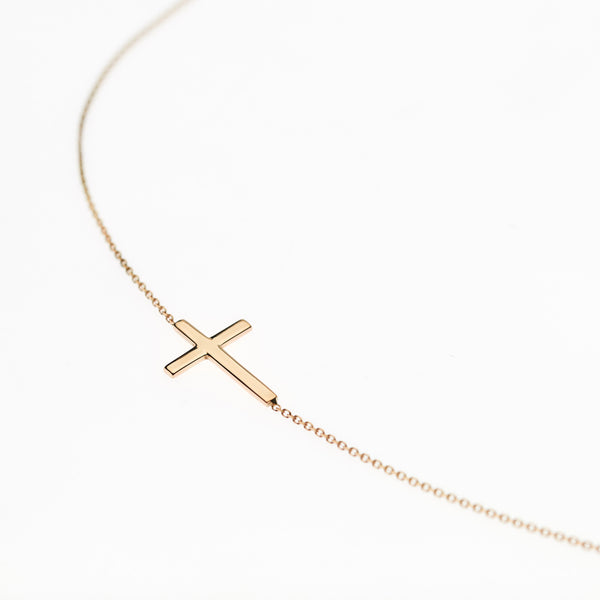 9ct Gold Horizontal Cross Necklace