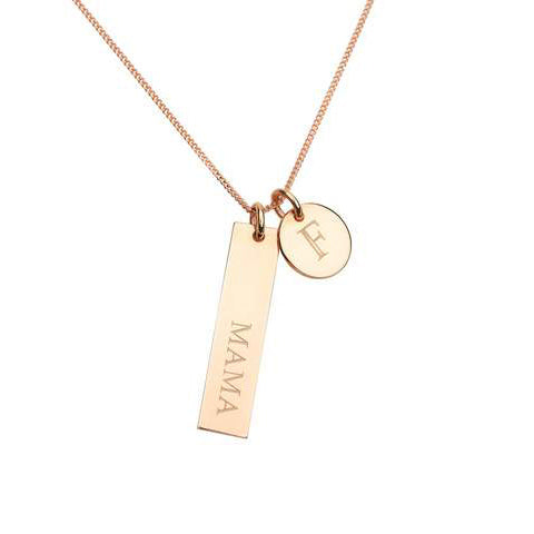 Personalised 9ct Gold Bar and Disc Pendant