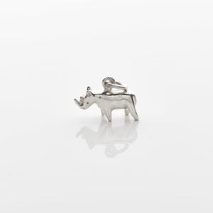 sterling silver mini rhino pendant