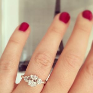 three stone diamond engagement ring