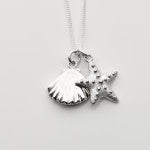 Sterling silver shell & starfish pendant