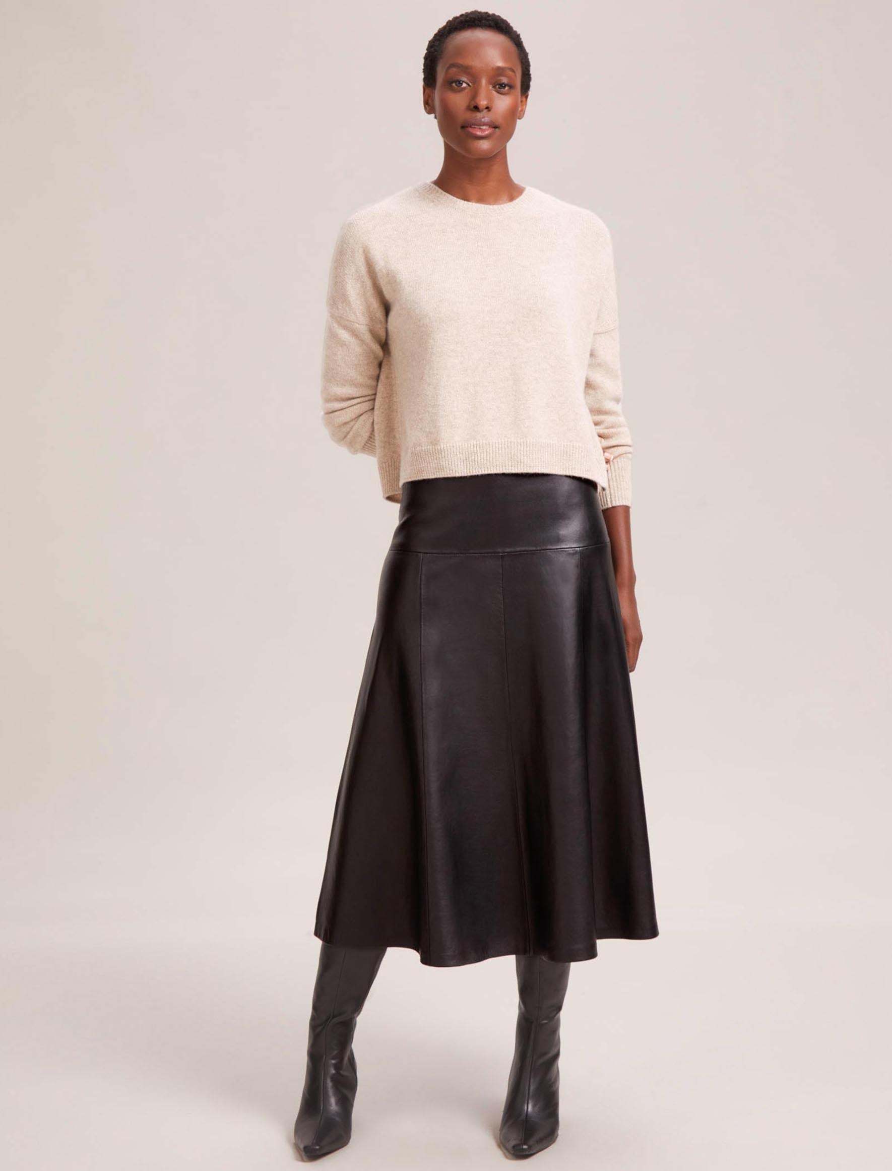 Cefinn Sierra Leather A Line Maxi Skirt - Black