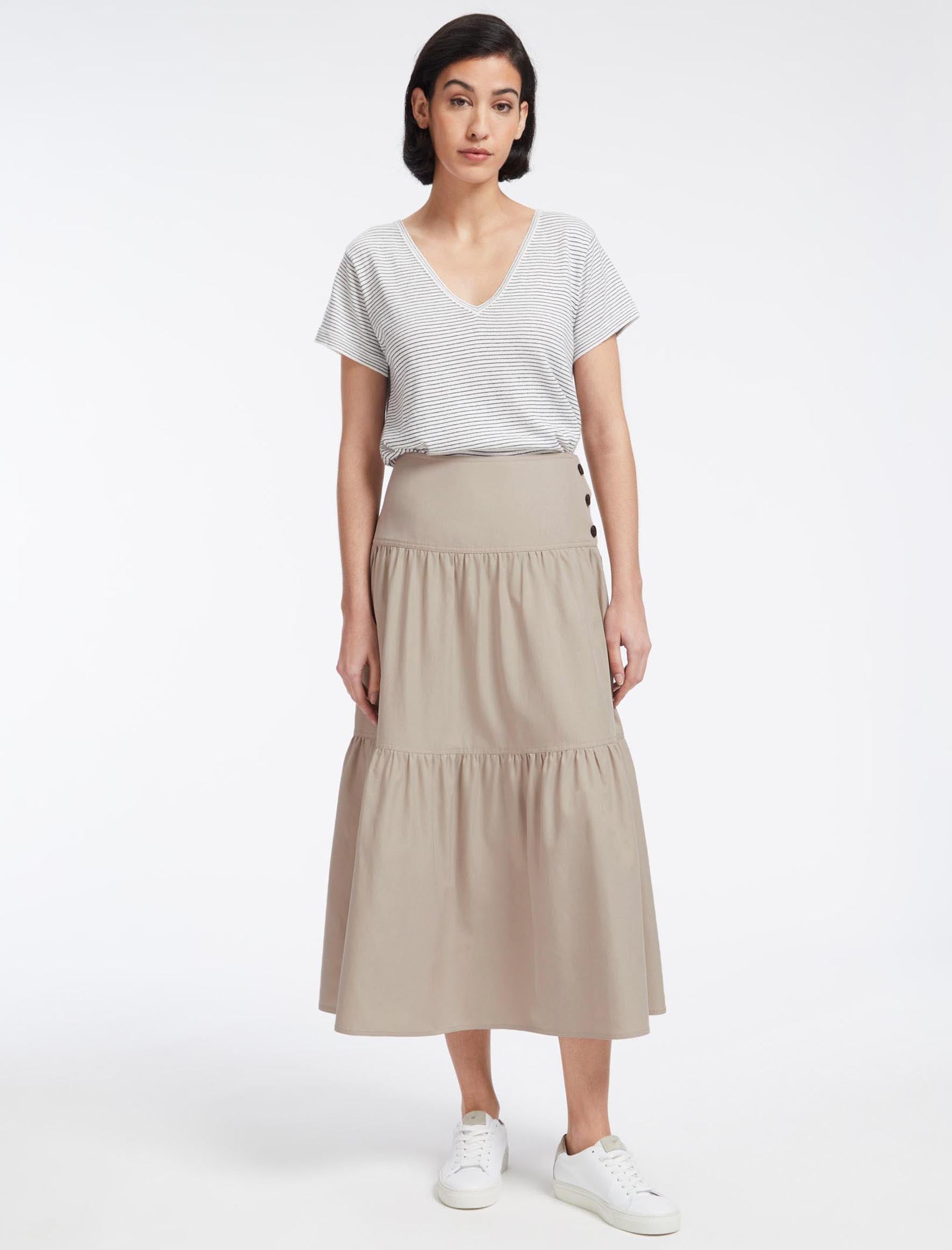 Cefinn Sylvia Cotton Twill Maxi Skirt - Beige