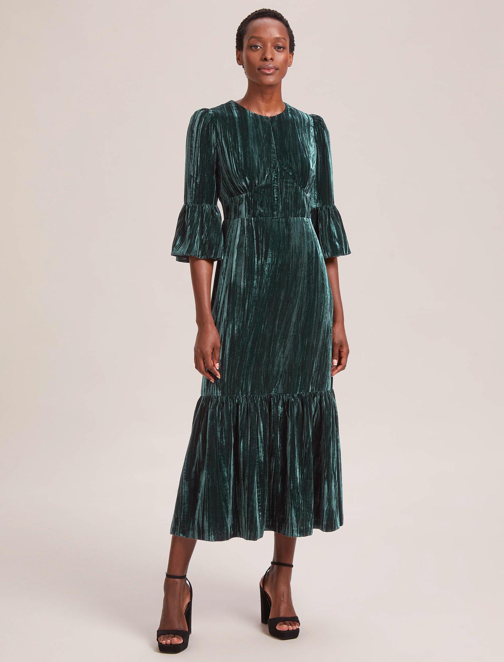 Cefinn Daphne Velvet Maxi Dress - Dark Green