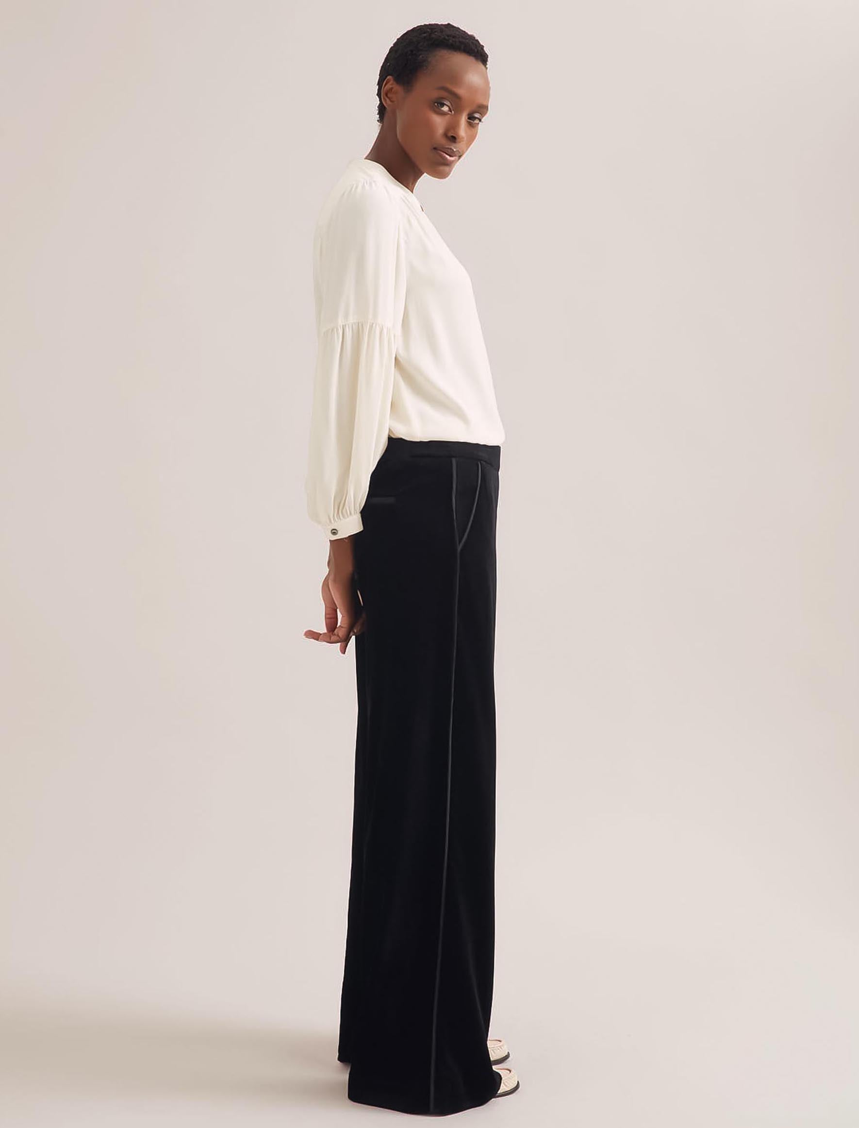 Cefinn Toni Velvet Wide Leg Trouser - Black