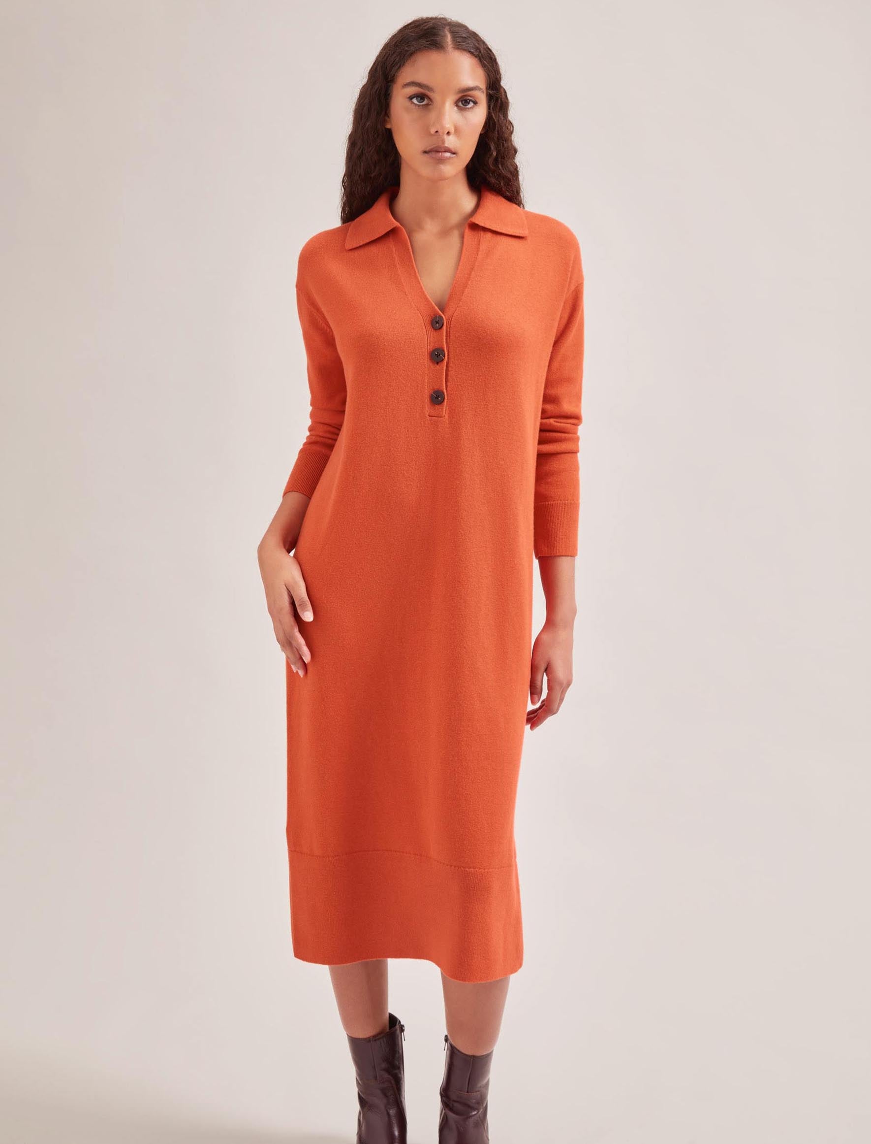 Cefinn Eleanor Wool Knit Dress - Orange