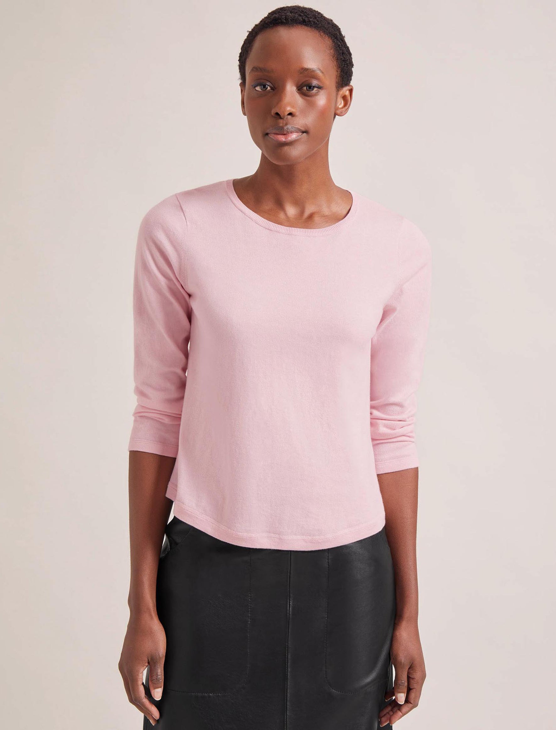 Cefinn Maia Cotton Silk Blend T-Shirt - Pale Pink