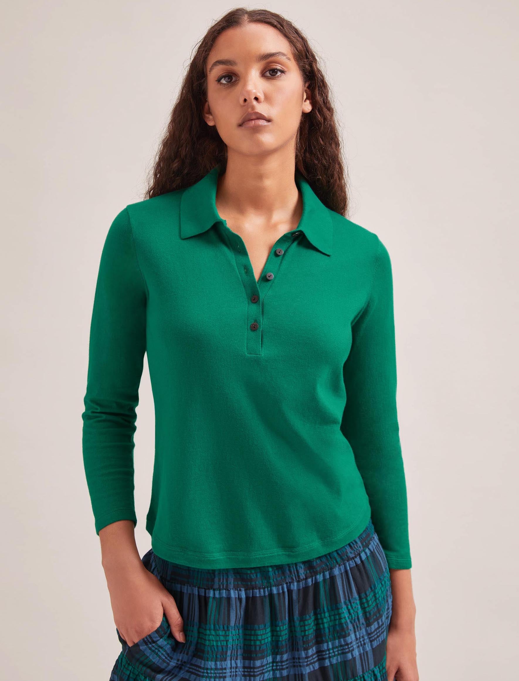 Cefinn Morgan Cotton Silk Blend T-Shirt - Emerald Green