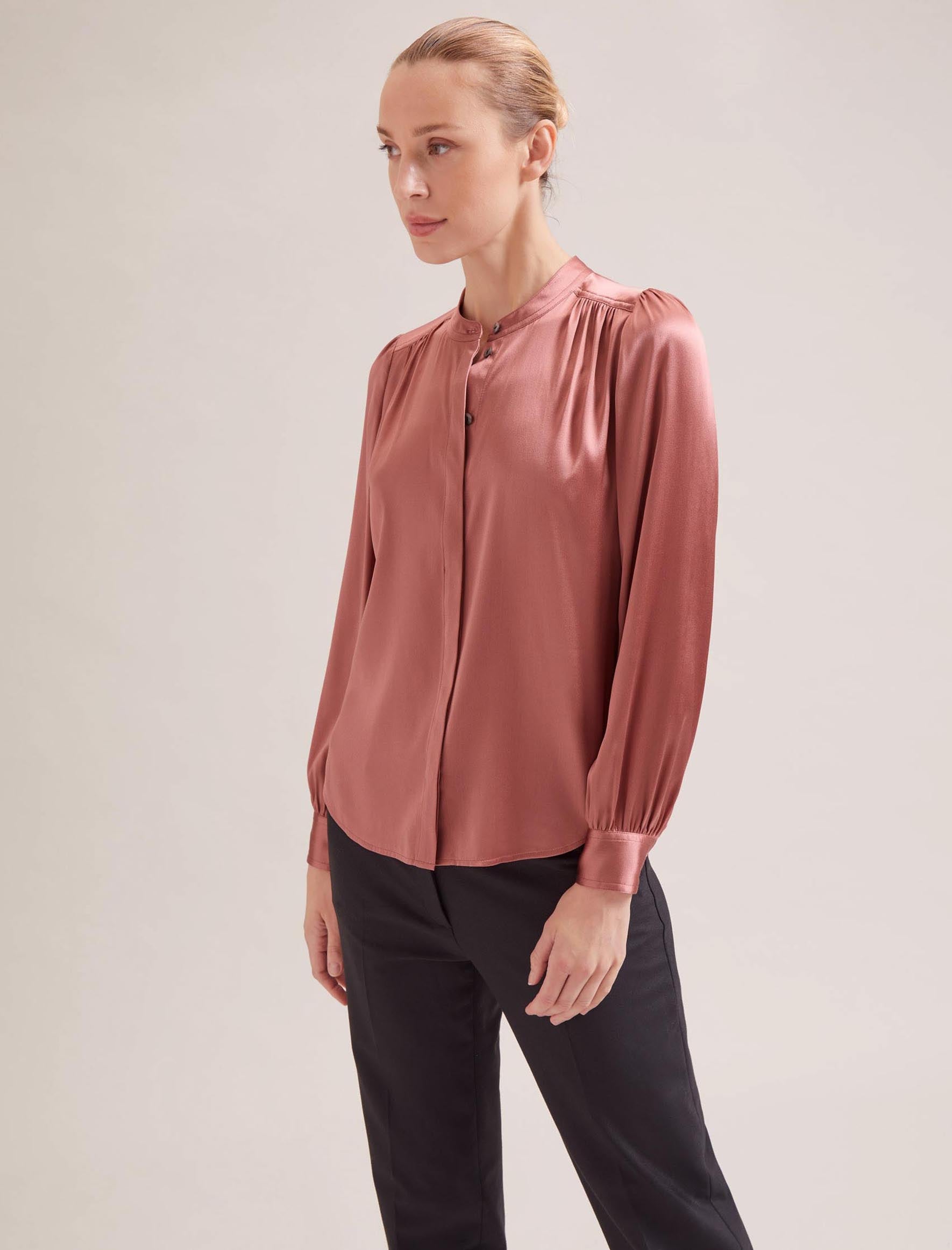 Cefinn Bailey Silk Satin Shirt - Blush