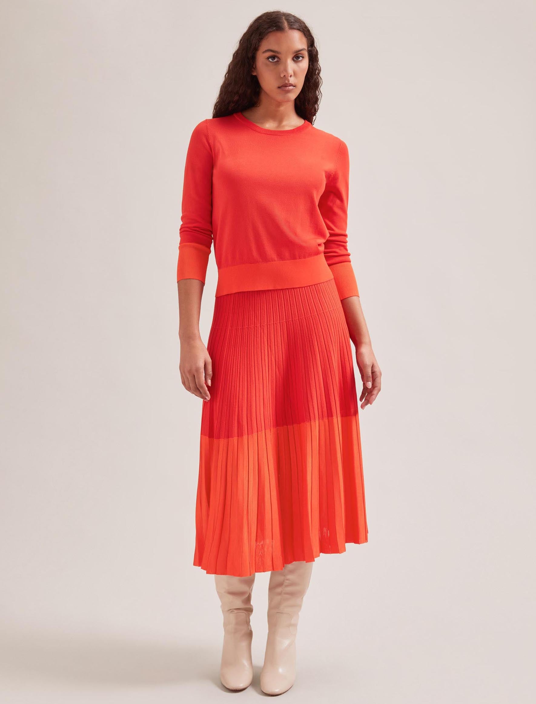 Cefinn Colette Contrast Hem Skirt - Orange