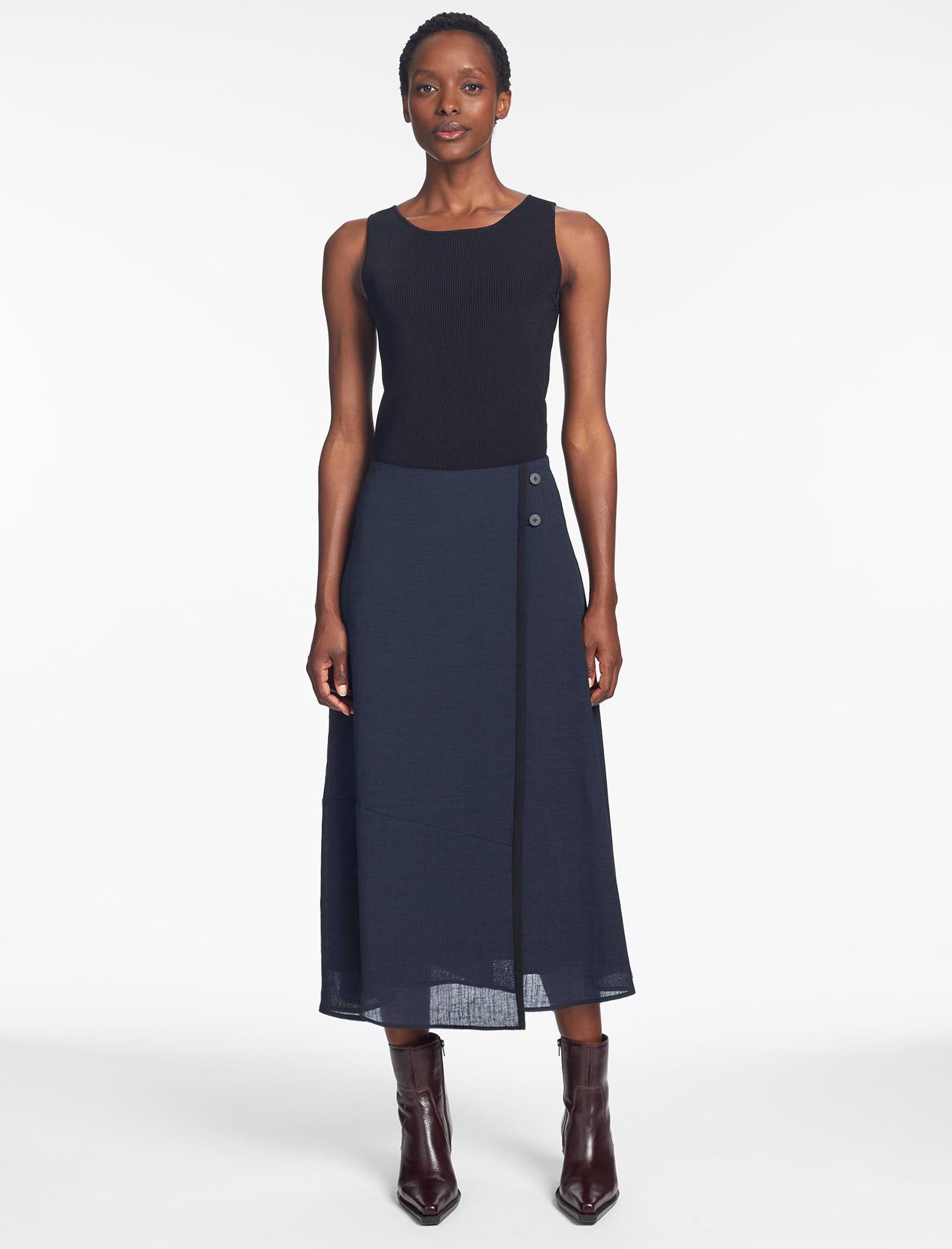 Cefinn Sonia Techni Voile Maxi Skirt - Navy