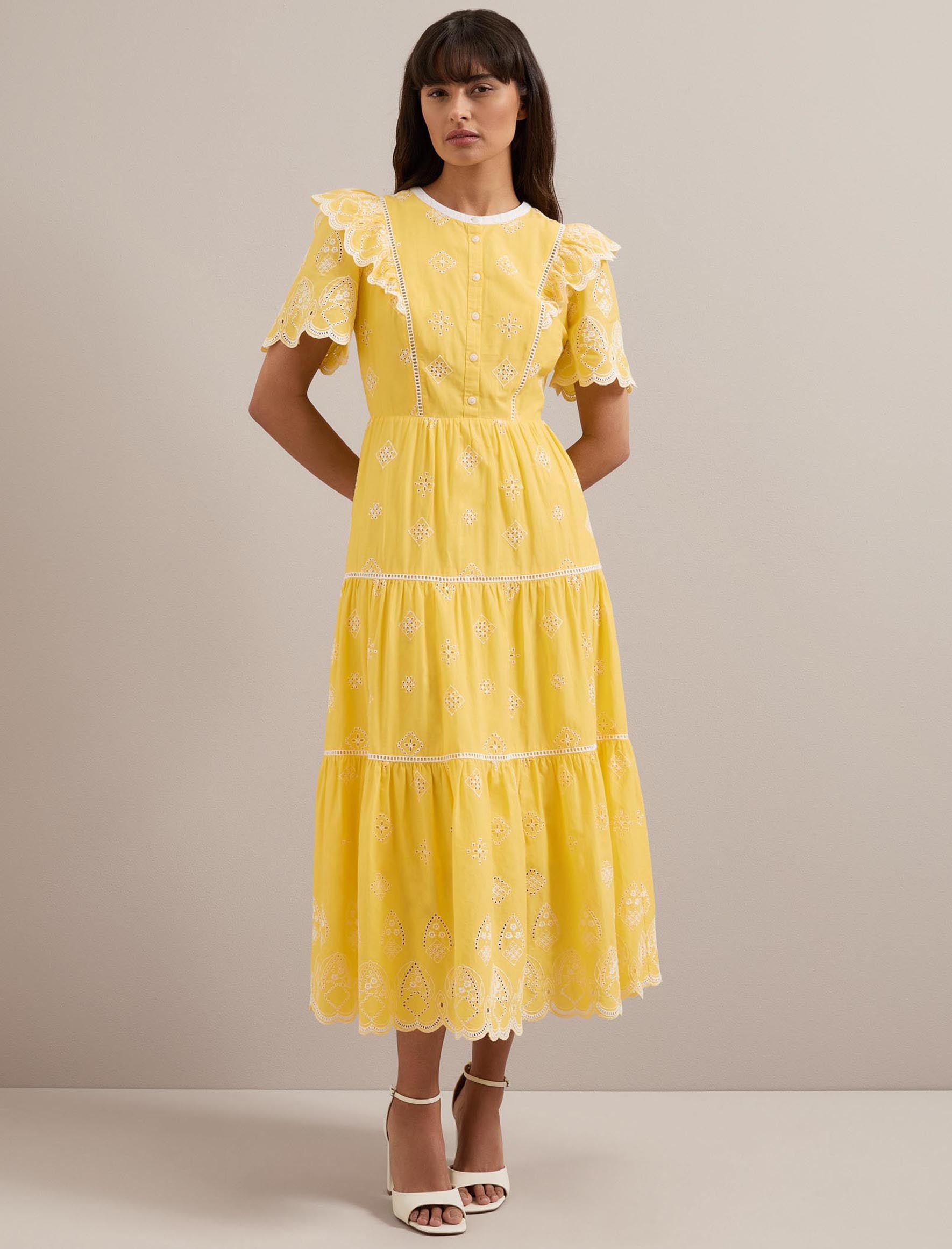Cefinn Alana Organic Cotton Maxi Dress - Yellow White